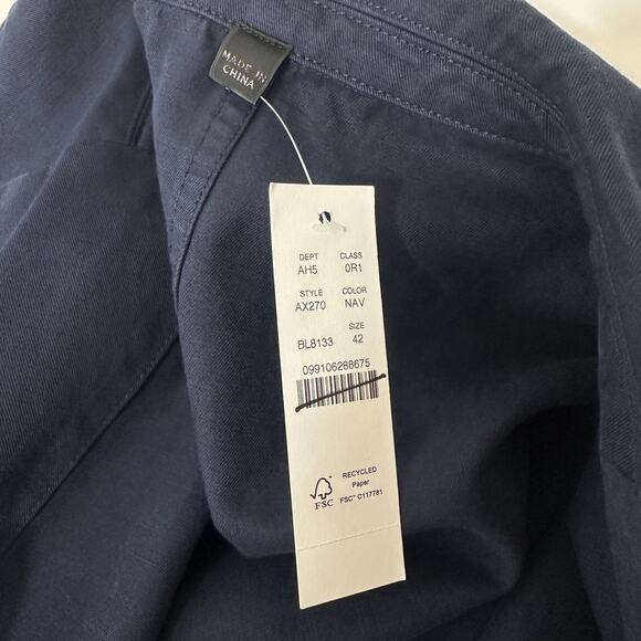 J.Crew Garment Dyed Cotton Linen Chino Suit Jacket Navy Classic Mens US 42 NWT - Picture 9 of 15
